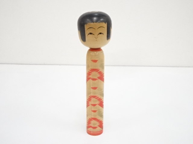 JAPANESE FOLK CRAFT / WOODEN KOKESHI DOLL / 24.3cm / SIGNED ARTISAN WORK